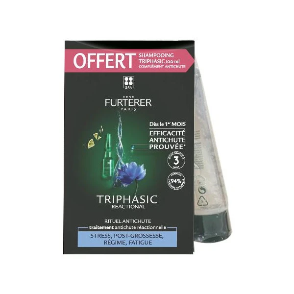 12 Ampoules Antichute Triphasic Reactional 5ML + Shampooing Stimulant 100ML OFFERT René Furterer 3 12 Ampoules Antichute Triphasic Reactional 5ML + Shampooing Stimulant 100ML OFFERT René Furterer