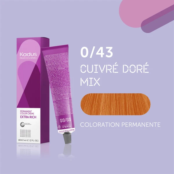 Coloration Permanente 0/43 Cuivré Doré Mix Kadus 60ML 5 Coloration Permanente 0/43 Cuivré Doré Mix Kadus 60ML - Image 3