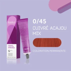 Coloration Permanente 0/45 Cuivré Acajou Mix Kadus 60ML -Beauty Care Soldes coloration permanente 045 cuivre acajou mix kadus 60ml 2