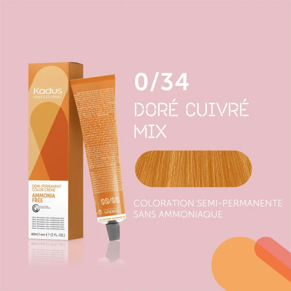 Coloration Semi-permanente Sans Ammoniaque 0/34 Doré Cuivré Mix Kadus 60ML 5 Coloration Semi-permanente Sans Ammoniaque 0/34 Doré Cuivré Mix Kadus 60ML - Image 3