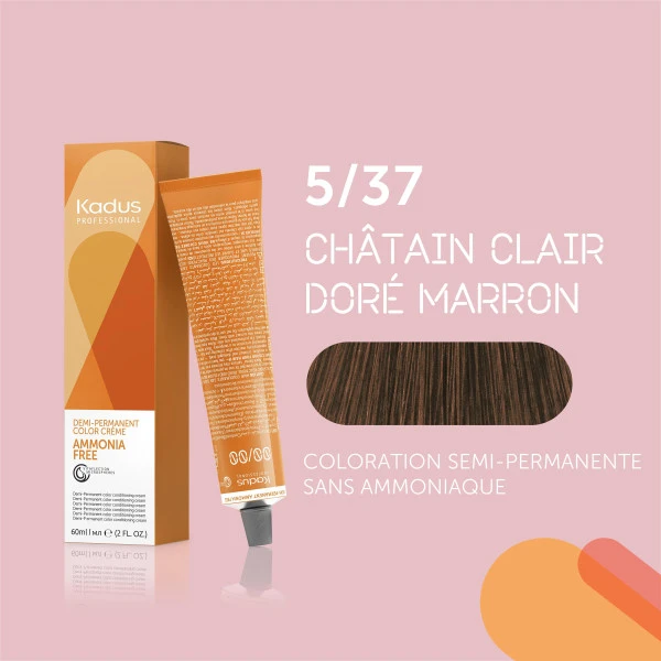 Coloration Semi-permanente Sans Ammoniaque 5/37 Châtain Clair Marron Doré Kadus 60ML 5 Coloration Semi-permanente Sans Ammoniaque 5/37 Châtain Clair Marron Doré Kadus 60ML - Image 3