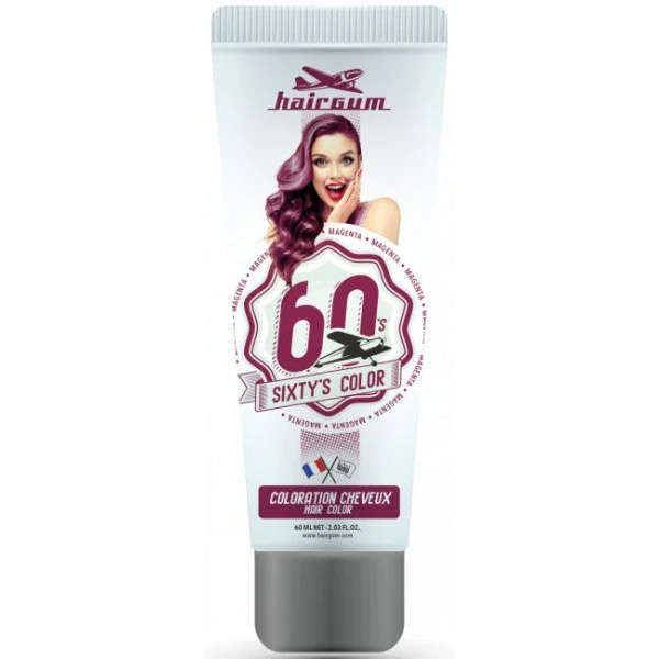 Crème Colorante Sixty's Color - Magenta HAIRGUM 60ML 3 Crème Colorante Sixty's Color - Magenta HAIRGUM 60ML