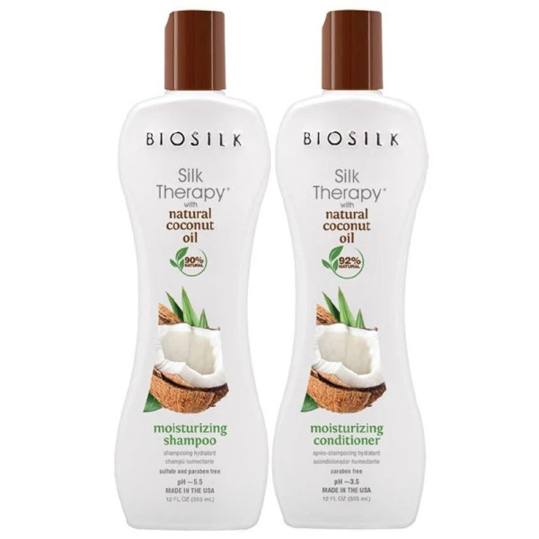Cure Shampooing + Conditionneur Silk Therapy Coconut Oil Biosilk 3 Cure Shampooing + Conditionneur Silk Therapy Coconut Oil Biosilk