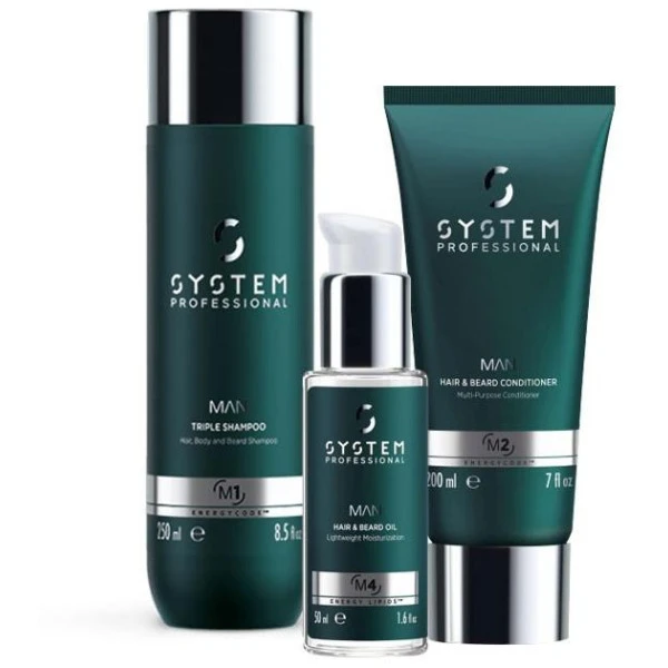 Pack Entretien Cheveux Et Barbe Man System Professional 3 Pack Entretien Cheveux Et Barbe Man System Professional
