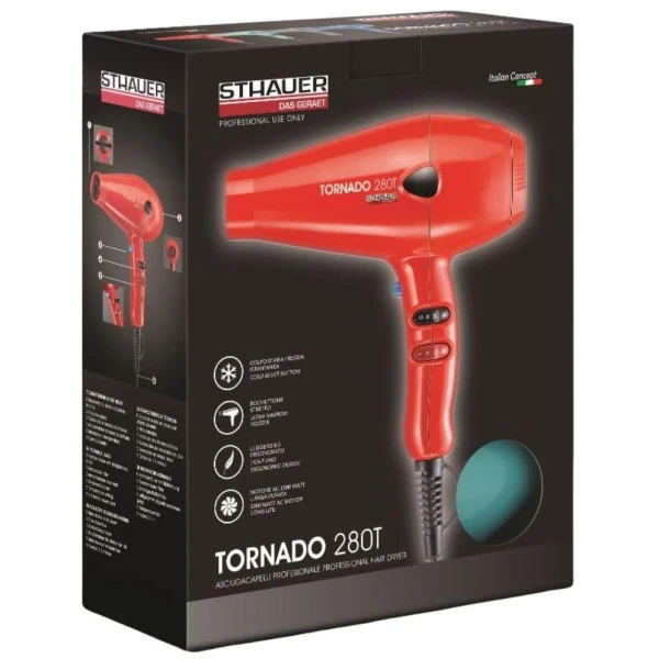 Sèche-cheveux Professionnel Rouge Tornado STHAUER 2000 Watts 4 Sèche-cheveux Professionnel Rouge Tornado STHAUER 2000 Watts - Image 2