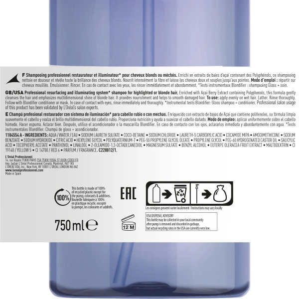 Shampooing Blondifier Gloss L'Oréal Professionnel 750ML 12 Shampooing Blondifier Gloss L'Oréal Professionnel 750ML - Image 10