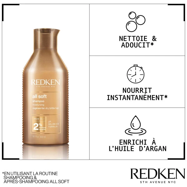 Shampooing Hydratant Cheveux Secs All Soft Redken 500ML 6 Shampooing Hydratant Cheveux Secs All Soft Redken 500ML - Image 4
