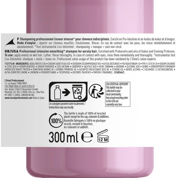 Shampooing Liss Unlimited L'Oréal Professionnel 300ML 11 Shampooing Liss Unlimited L'Oréal Professionnel 300ML - Image 9