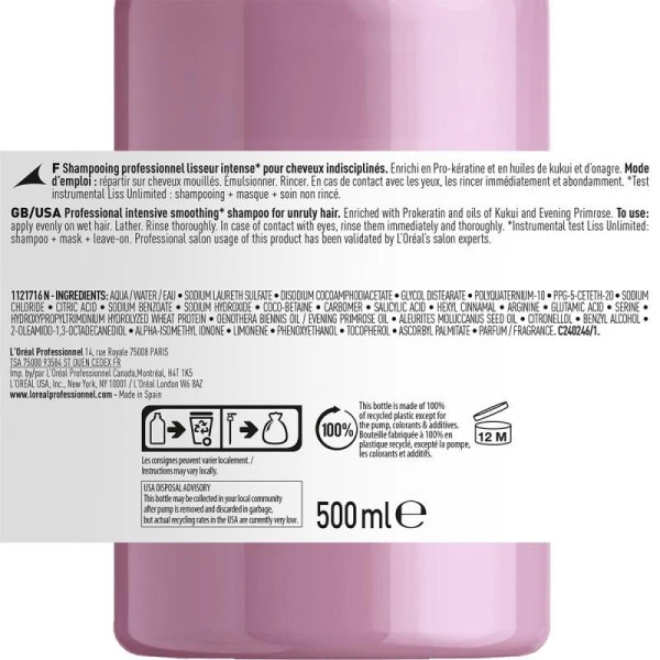 Shampooing Liss Unlimited L'Oréal Professionnel 500ML 10 Shampooing Liss Unlimited L'Oréal Professionnel 500ML - Image 8