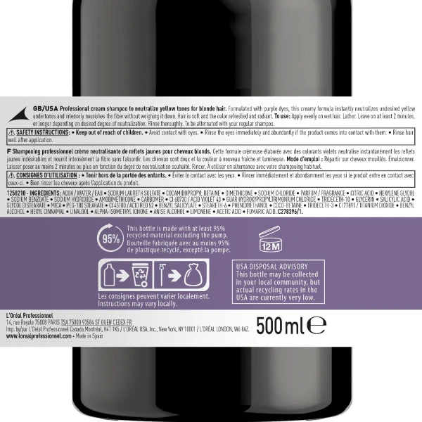 Shampooing Violet Chroma Crème L'Oréal Professionnel 500ML 11 Shampooing Violet Chroma Crème L'Oréal Professionnel 500ML - Image 9